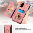 thumbnail image 2 of Nalacover For Samsung S20 Case Ring Holder Kickstand with Credit Card Holder, Back Flip Premium Leather Magnetic Clasp Removable Wirst Hand Strap Cover for Samsung Galaxy S20, Pink, 2 of 15