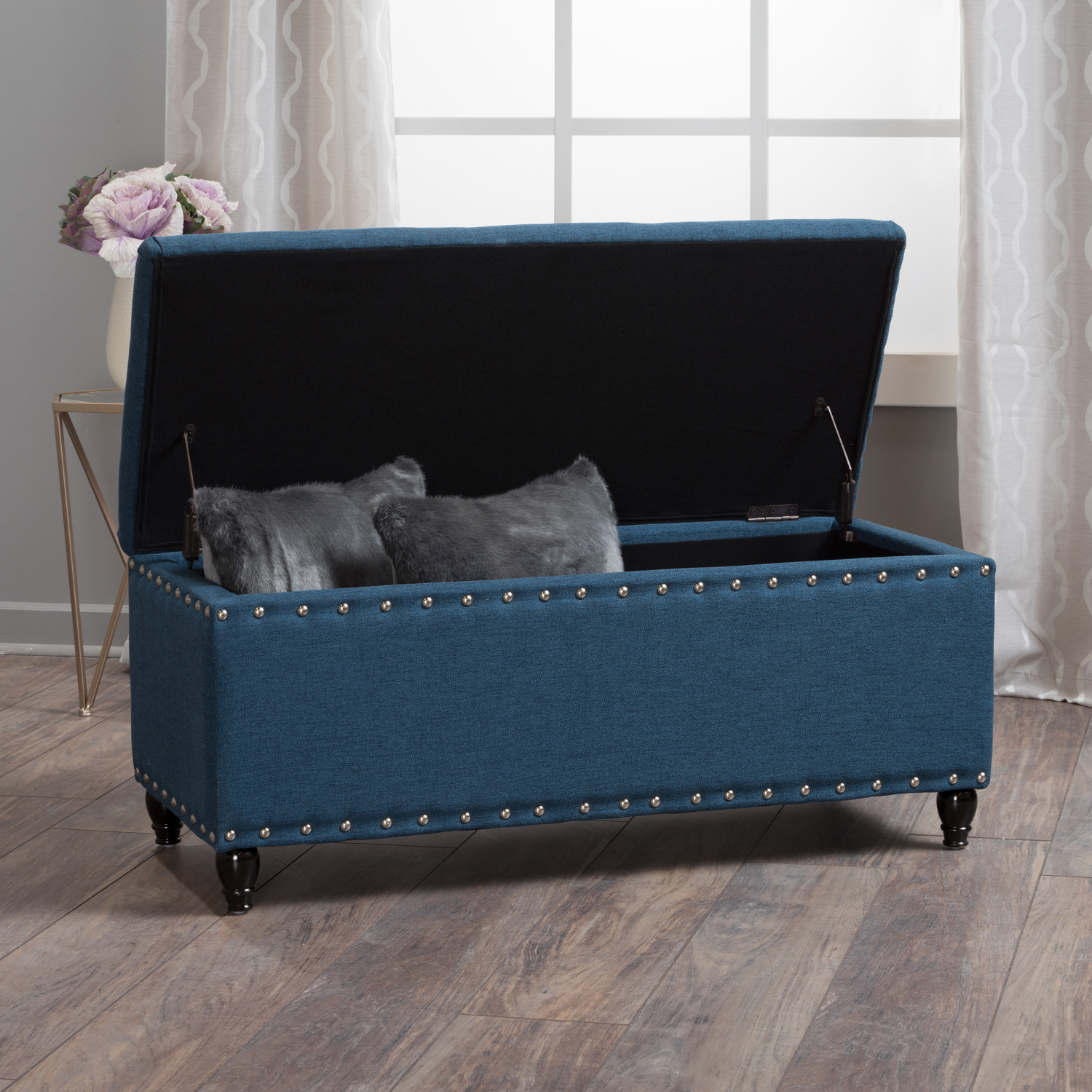 Storage Ottoman Versatile Fabric Ottoman with Hidden Compartment