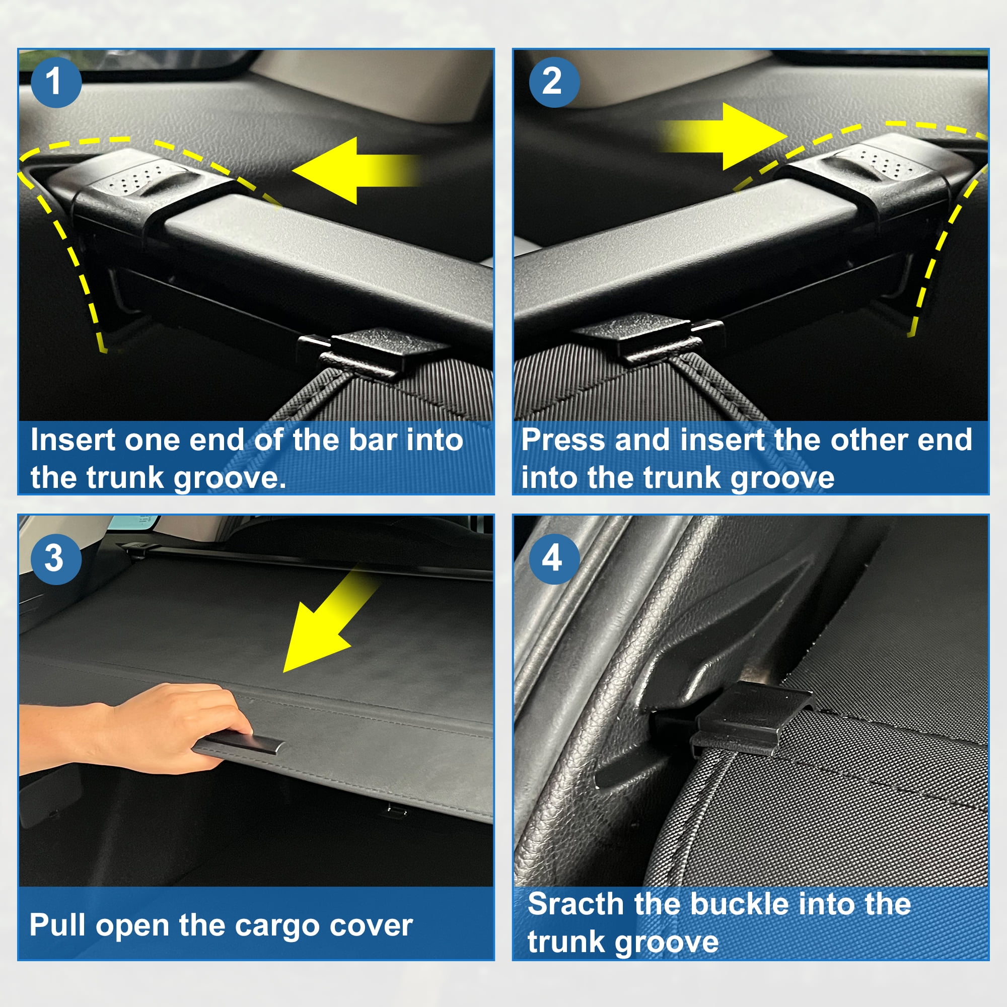 Unique Bargains 1Pcs Retractable Cargo Cover for Honda CRV 2023 Waterproof Non Slip SUV Rear Trunk Shielding Shade Black