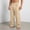 Khaki, variant on Men's Casual Linen Blend Relaxed Fit Straight Legs Elastic Waist Golf Dress Pants with Belt White