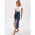 thumbnail image 7 of DARING DIVA Women's Long Denim Spring Slit Midi Jean Skirts XX-Large Dark Blue, 7 of 7