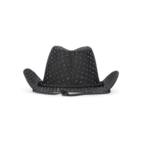 Madden NYC Women's Rhinestone Studded Denim Cowgirl Hat, Black