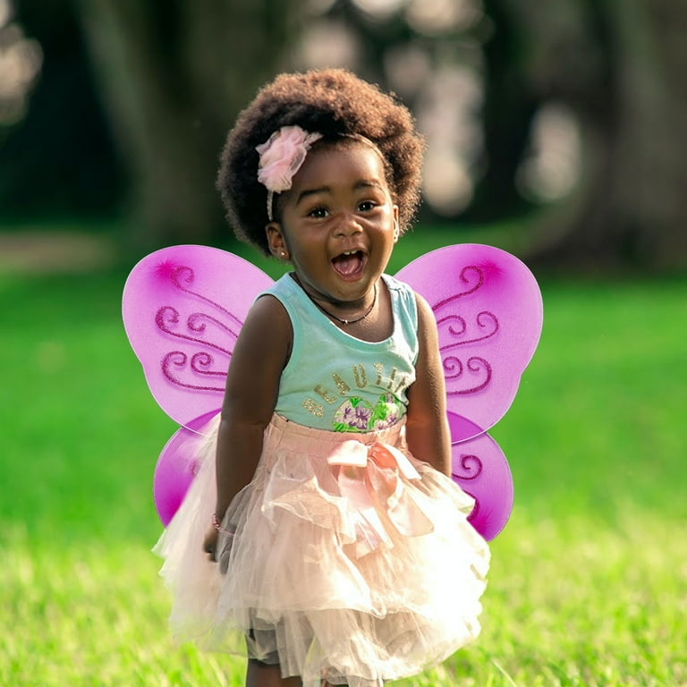 Halloween Butterfly Fairy Wings with Wands and Headbands for Toddler Kids Halloween Costume Dress Up Party Favor