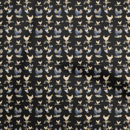 oneOone Viscose Jersey Black Fabric Birds Rooster Fabric For Sewing Printed Craft Fabric By The Yard 60 Inch Wide