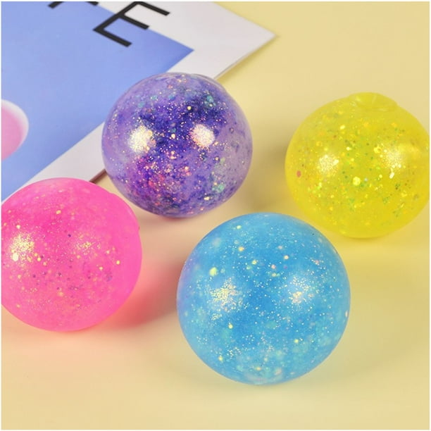 Bolas Antiestrés Sensoriales Con Lentejuelas – Pelotas Elásticas De Goma De 6 Cm, Ideales Para Niños Y Adultos, Alivian El Estrés