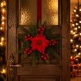 thumbnail image 6 of Bcylexb Christmas Star Poinsettia Wreaths for Window, 14.6“ Floral Curtain Tieback with Pine Needles Hanging Wreaths for Front Door Wall Home Party Decor, 6 of 7