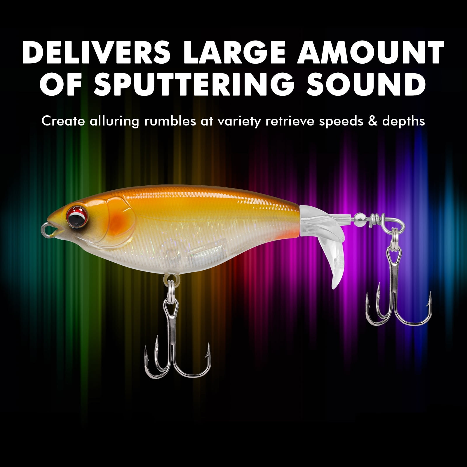 TRUSCEND Popobait Fishing Lures with BKK Hooks, Easy Catch: Instant Startup, Longer Cast, Balanced Spray/Sound/Swim, Topwater Plopper Bait for Bass, Walleye, Catfish, Pike, Great for Family Fishing