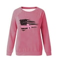 thumbnail image 4 of Luxalzxs Pink Ribbon Breast Cancer Shirt for Women American Flag Graphic Print Pullover Casual Long Sleeve Crewneck Sweatshirt October Cancer Fighter Shirts, 4 of 4