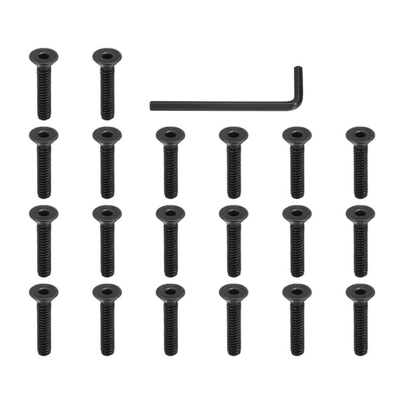 3/16-24 x 1 Inch Flat Head Socket Cap Screws Hex Socket Drive Machine Screws UNC Coarse Full Thread Black 20 Pcs