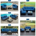 thumbnail image 6 of Topbuy 6-Piece Wicker Outdoor Patio Dining Set with Gas Fire Pit Table and Cushions, Navy, 6 of 9