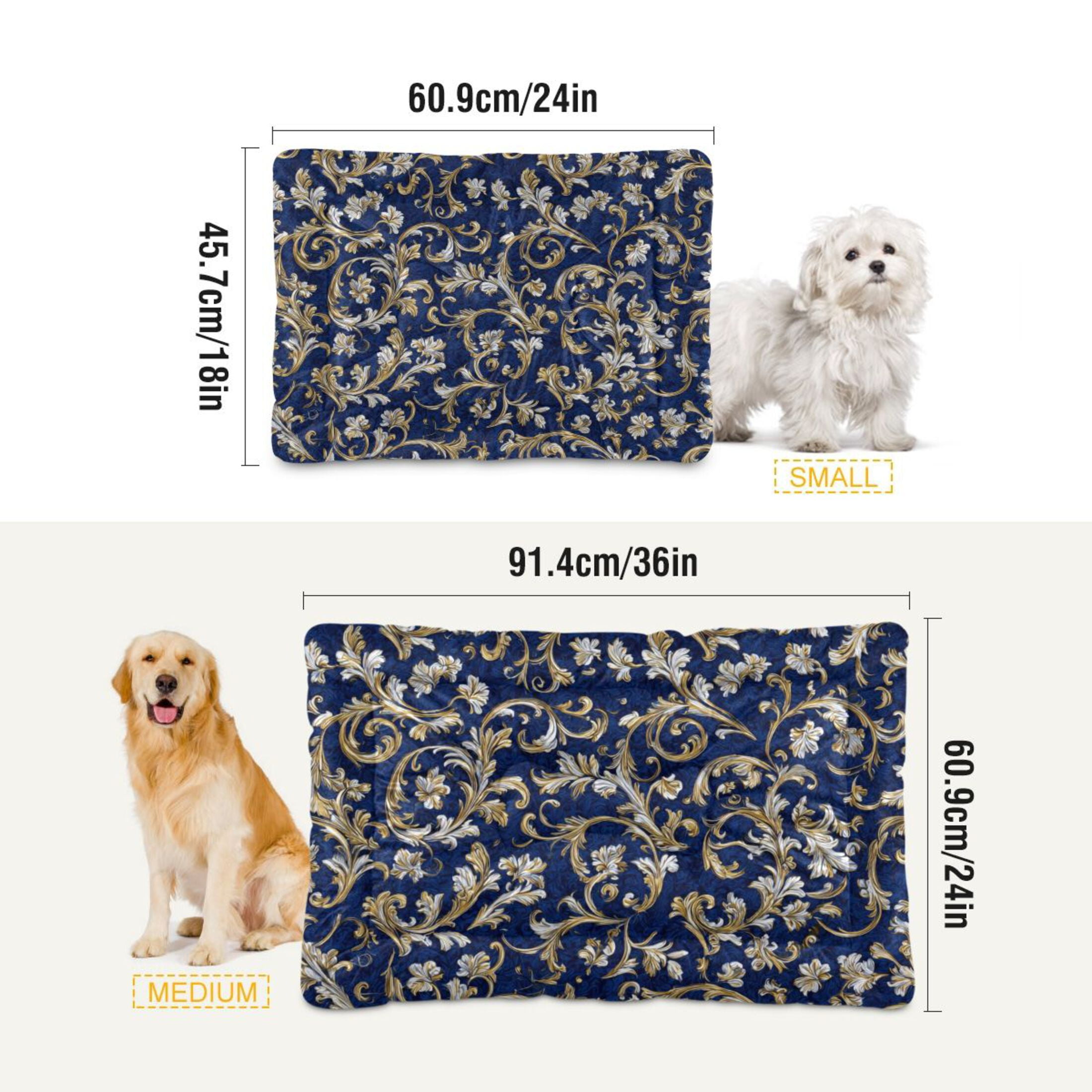 Cozy Mat Pet Bed Indoor Outdoor Warm Soft For Cat Dog Puppy(S/M) Royal Blue and White Pattern
