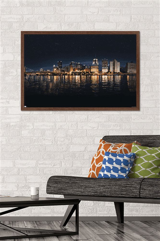 Cityscapes - Pittsburgh, Pennsylvania Wall Poster, 22.375" x 34", Framed
