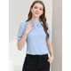 thumbnail image 3 of Top Elegante De BluDe ManCorDe OficiDe Las Camisas Del Cuello De PajariDe Las Mujeres Azul claro L, 3 of 6