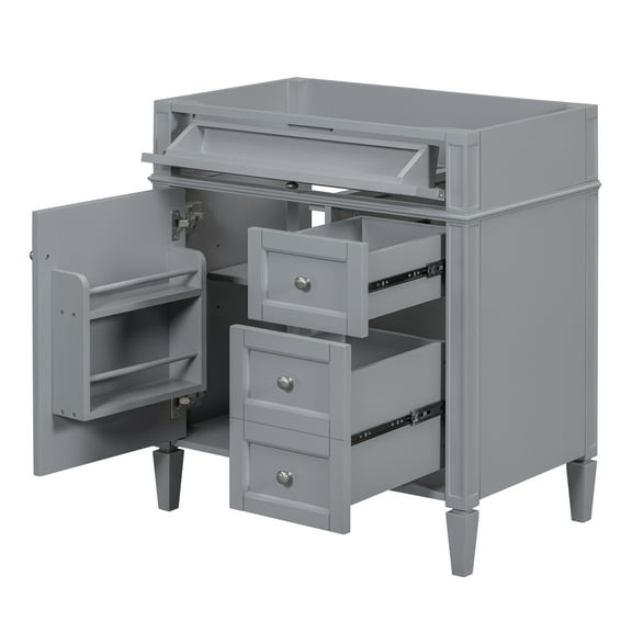 30'' Bathroom Vanity without Top Sink, Modern Bathroom Storage Cabinet with 2 Drawers and a Tip-out Drawer (NOT INCLUDE BASIN)