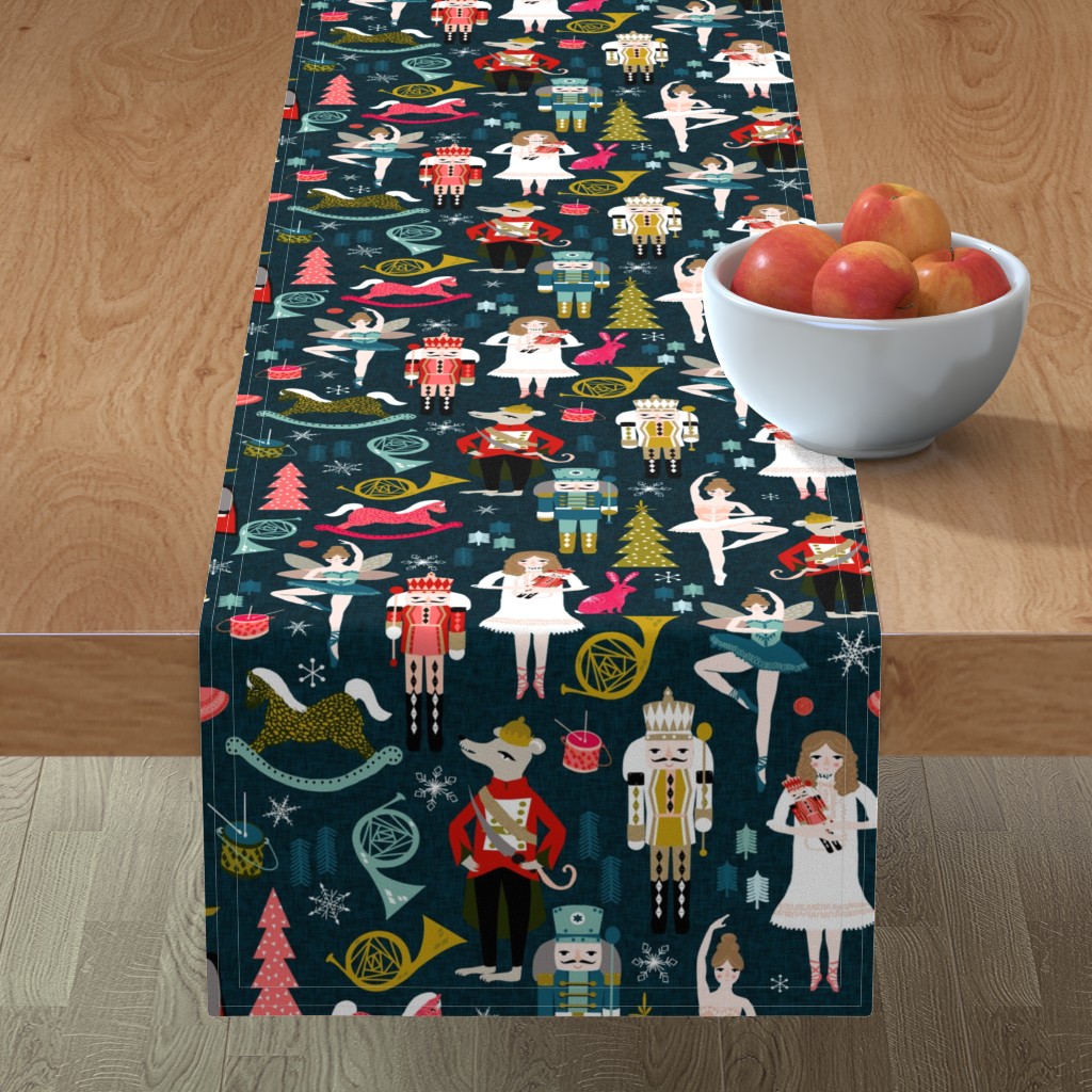 Table Runner Nutcracker Music Ballet Christmas Ballerina Holiday Cotton