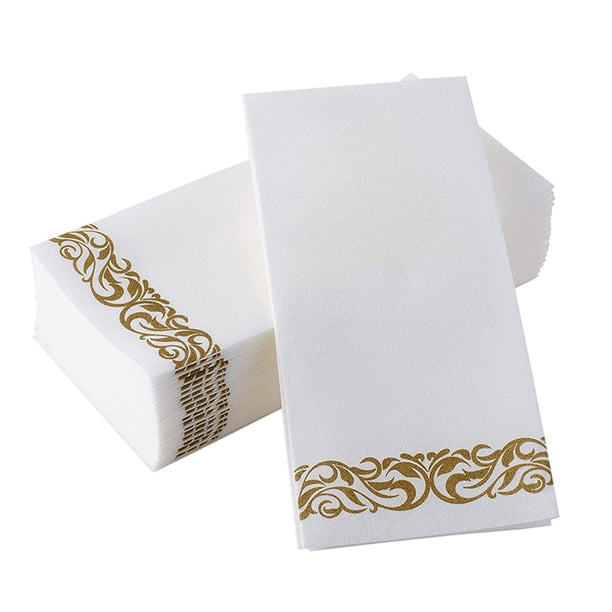 50 piezas de servilleta con estampado floral dorado para fiesta de cumpleaños, pañuelo de papel grueso para decoración de fiesta de boda