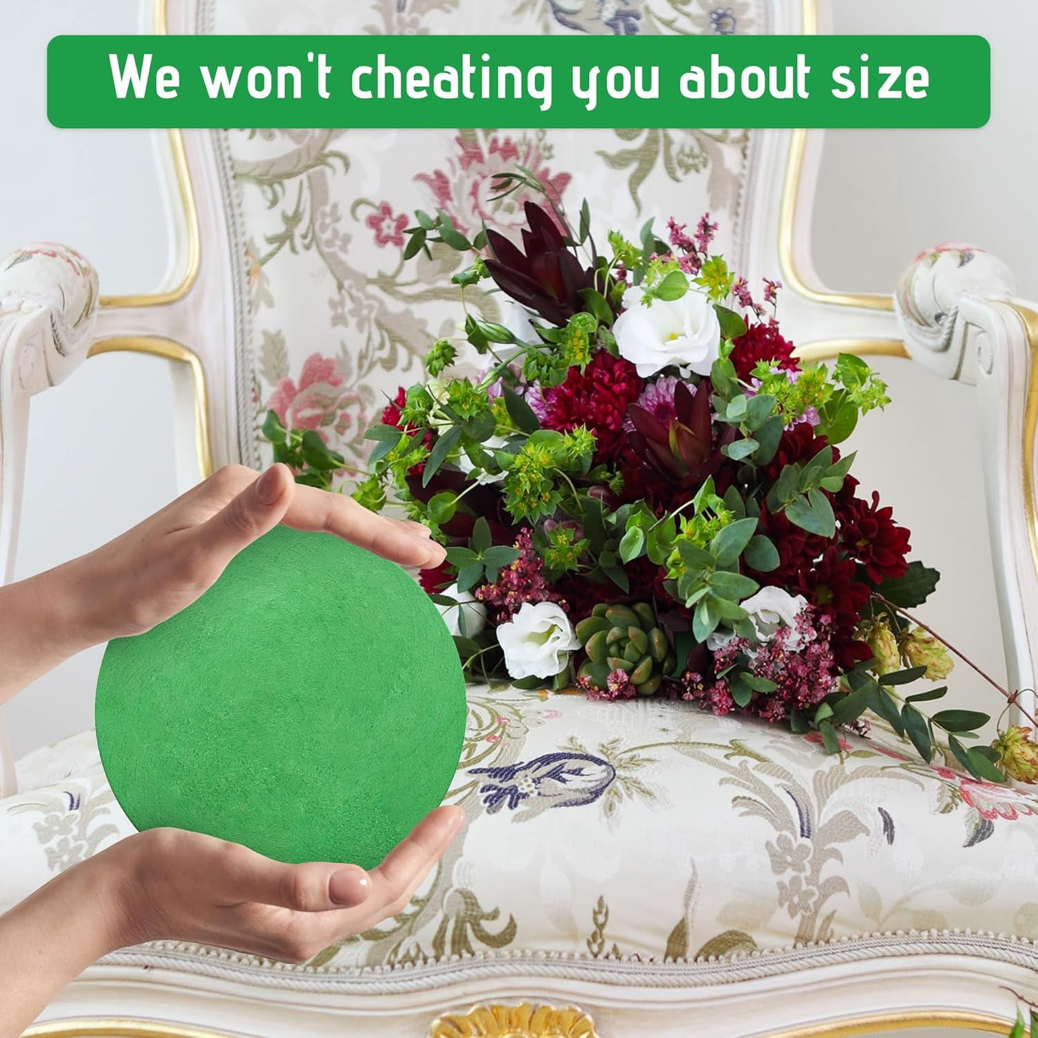 6Pcs Floral Foam Round Blocks, Large Wet and Dry Green Foam for Artificial and Fresh Flower Arrangement,Flower Foam Blocks for Wedding Party Decorations (4.7 Inch)