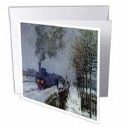 3dRose, Monet - Train In Snow, 12 Greeting Cards with envelopes