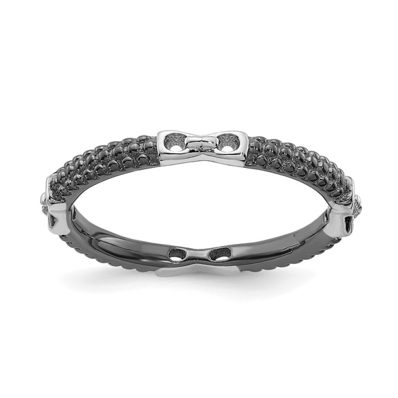 Stackable Expressions Sterling Silver Ruthenium and Rhodium-plated Ring