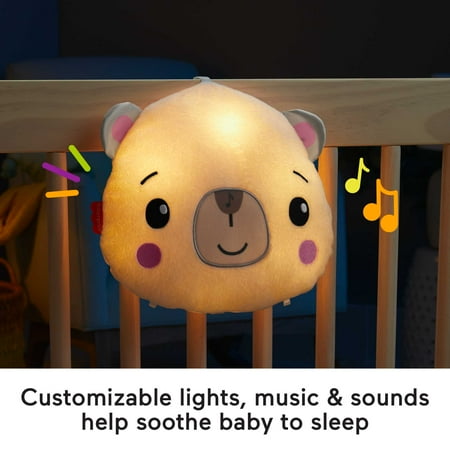 Fisher-Price Lights & Lullabies Polar Bear Soother Crib-Attach Baby Sound Machine with Music, Infant
