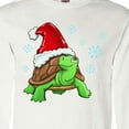thumbnail image 4 of Inktastic Christmas Turtle in with Santa Hat and Snowflakes Long Sleeve T-Shirt, 4 of 5