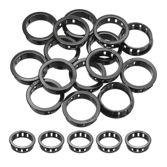 15pcs Wire Grommet, 34.6mm Mounting Dia Plastic Grommets Cable Hose Snap, Black