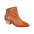 thumbnail image 2 of JOURNEE SIGNATURE Womens Brown Cushioned Signature Cassie Almond Toe Stacked Heel Zip-Up Leather Booties 7.5, 2 of 2
