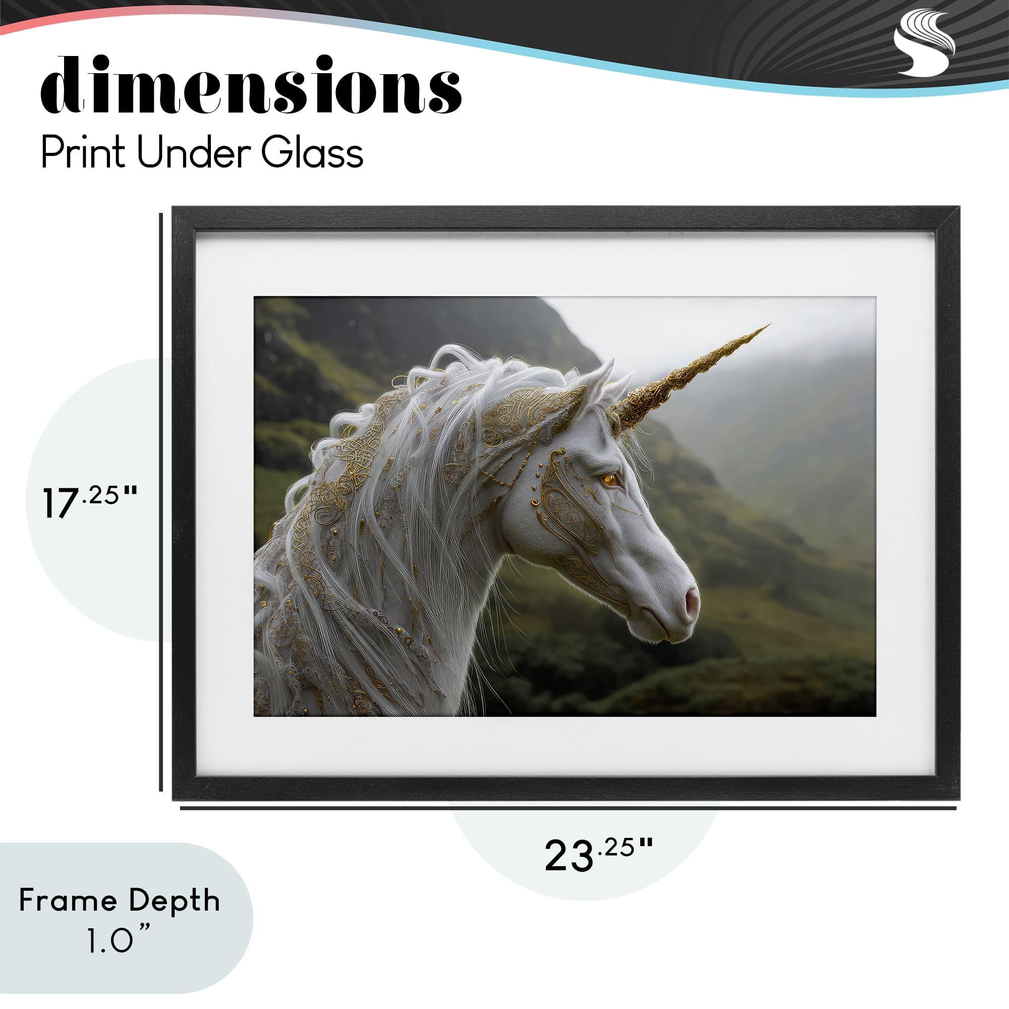 Stupell Industries Ornate Celtic Unicorn Black Framed Print Under Glass, design by The Wands Want