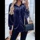 thumbnail image 5 of Cárdigan de Terciopelo de Larga de Invierno para Mujer, Blusa Informal con Botones, Blusas para Mujer Azul Real XL, 5 of 10