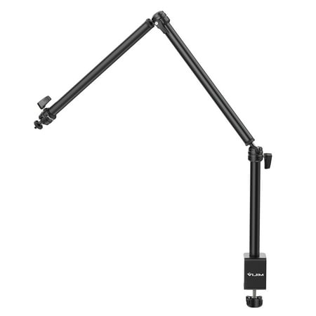 

VIJIM LS08 Professional Desktop Live Streaming Stand 3-Section Flexible Extendable Arms Aluminum Alloy 1/4 Inch Screw 360° Rotatable Ballhead 1KG Load Capacity with C-Clamp 3/8 Inch & 5/8 In