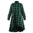 thumbnail image 5 of Deals Women's Vintage Plaid Shirt Dress Long Sleeve Button Up Lapel V Neck High Low Hem Trendy Oversized Casual Dresses Green,XL, 5 of 6