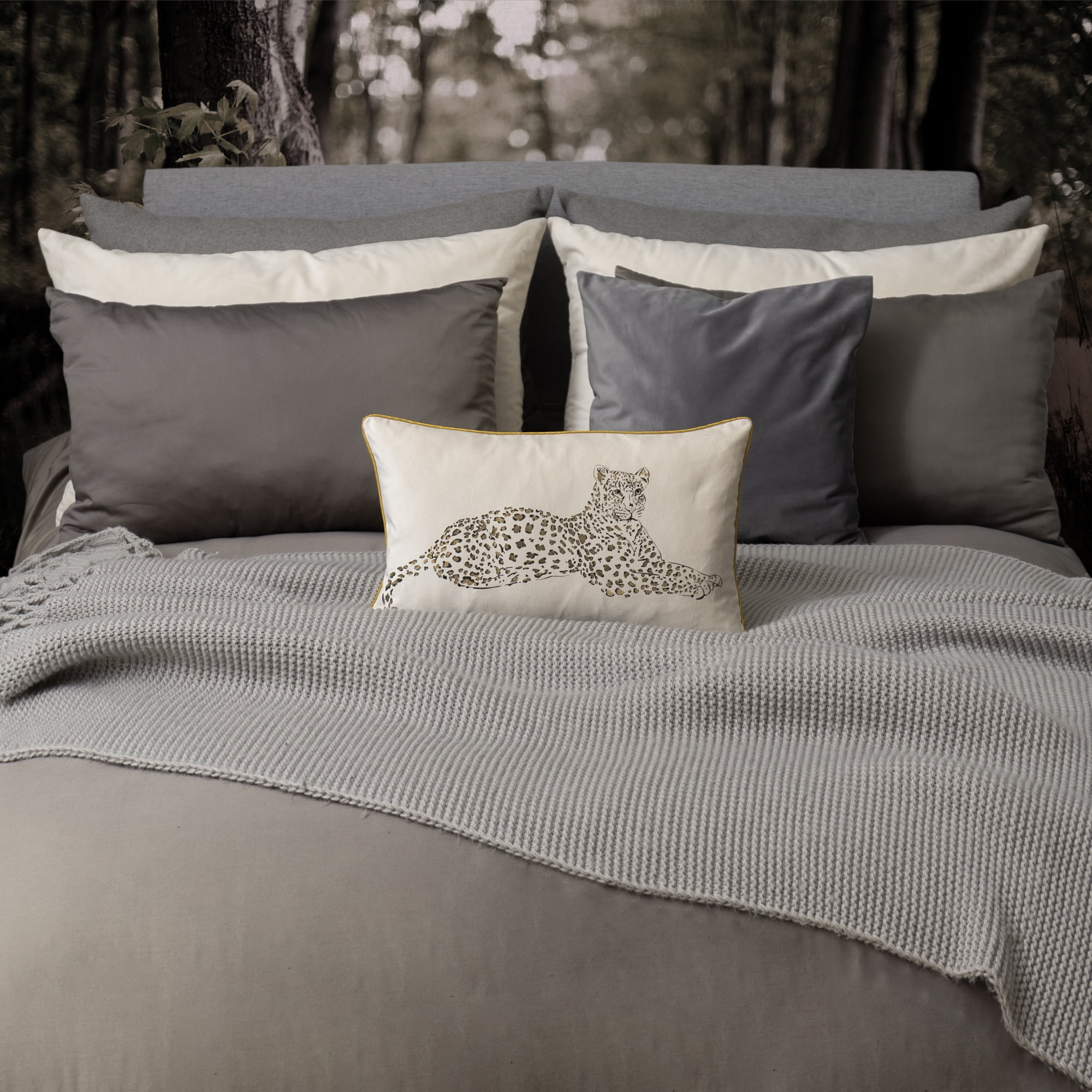 JWH Gold Foil Print Pure Cotton Leopard Throw Pillow Covers Cream 12x20inch for Modern Glam Living Room Bedroom Decoration