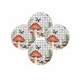 thumbnail image 7 of 13 Inch Round Placemats Set of 4, Spring Mushrooms Non Slip Heat Insulation PP Table Mats, Farmhouse Pastoral Botanical Gray Plaid Washable Place Mats for Kitchen Dining Party Table Decor, 7 of 7