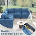 thumbnail image 4 of Chalantevo 5-Seat Modular Sectional Sofa, 97" Chenille V-Shaped Couch with Storage Armrests,Blue, 4 of 8