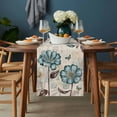 thumbnail image 2 of Blue Tulip Table Runner - 72 Inch Long, Kitchen Dining Table Runner Dresser Scarves, Vintage Flowers Leaves Butterfly Botanical Farmhouse Decor for Coffee Tables Wedding Party Banquet, 2 of 8