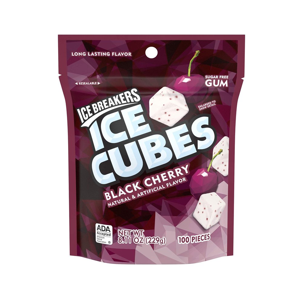 Ice Breakers Ice Cubes Sugar Free Black Cherry Gum, 8.11 Oz 100 Count