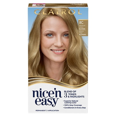 Clairol Nice'n Easy Permanent Hair Color Creme, 8C Medium Cool Blonde, 1 Application, Hair Dye Clairol Nice'n Easy Permanent Hair Color Creme, 8C Medium Cool Blonde, 1 Application, Hair Dye