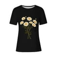 thumbnail image 4 of HAPIMO Women' Plus Size Round Neck Tees Flower Graphic Casual Loose Elegant Blouses Fashion Clothes Bsaic Tees Summer Tops for Women Dressy Tunic Black S, 4 of 4