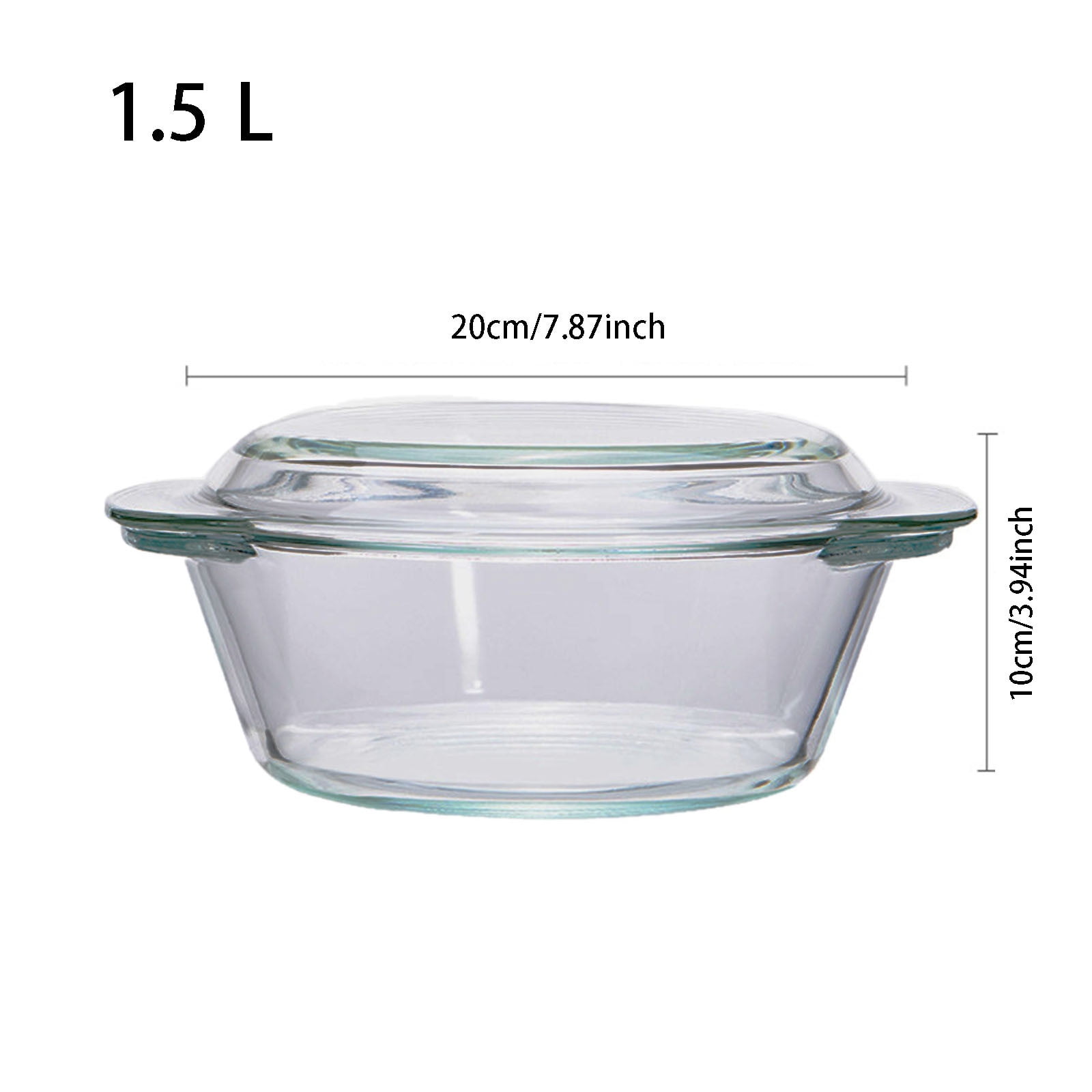 Pot En Verre 1,5 L / 50 Oz Pour Cuisson - Mini Cocotte Multifonction Avec Couvercle Et Poignées