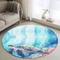 thumbnail image 2 of Area Rug 36in, Summer Sea Turtle Starfish on Blue Floor Carpet Living Room Rug, Watercolor Coral Non-Slip Welcome Mat Indoor Rugs for Bedroom Dining Room, 2 of 9