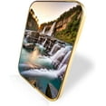 thumbnail image 2 of 12x8 In Framed Waterfall and Stream in The Tropical Forest Scenery Nature Pictures Artwork Contemporary Wall Art with Gold Frame for Hotel,Crystal Porcelain Painting Wall Decor, 2 of 8