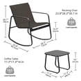 thumbnail image 6 of Dextrus 3-Piece Outdoor Patio Bistro Furniture Set, Rocking Chair Set - 2 Rocking Chairs with Glass Coffee Table - Black, 6 of 7