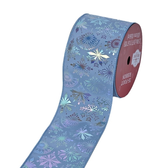 Iridescent Blue Snowflake Christmas Ribbon, 3.5" x 35', by Holiday Time
