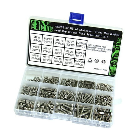 COSMOBETTY 480Pcs Small Bolts and Nuts Kit Metric Set Screw Assortment for Industrial Applications