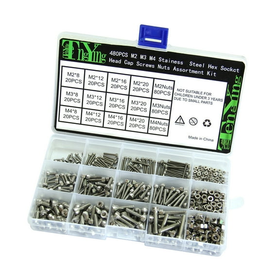 COSMOBETTY 480Pcs Small Bolts and Nuts Kit Metric Set Screw Assortment for Industrial Applications