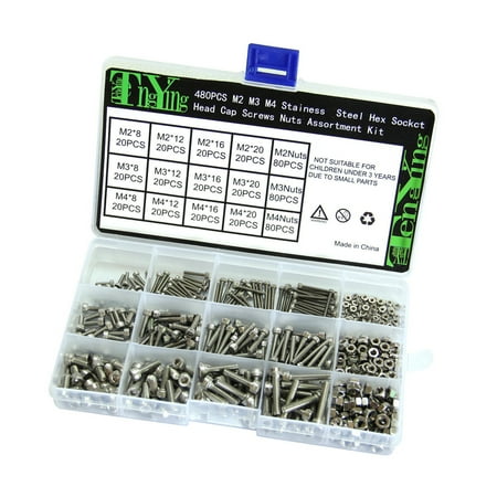 LABSERRON Screws Assortment Kit 480Pcs Silver 304 Stainless Steel for Office Equipment Fixing