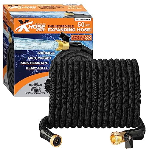 X-Hose Pro Expandable Garden Hose 50Ft Water Hose, Flexible Garden Hose, Heavy Duty Lightweight Retractable Weatherproof, Crush Resistant Fittings, Kink Free Expandable Hose as Seen on