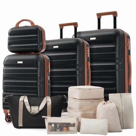 4-Piece ABS Hardshell Luggage Set - Lightweight & Durable Suitcases with Dual Spinner Wheels, Carry-On & Check-In Sizes for Travel & Business