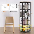 thumbnail image 3 of Bookshelf, Rotating Bookshelf Corner Bookcase, 360 Wood Spinning Narrow Bookshelf, 4 Tier Floor Standing Bookcase Shelf Revolving Organizer Storage Rack for Small Space, Study Room, Black, 3 of 7