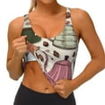 thumbnail image 4 of Haiem Vintage Coffee Pattern Womens Sports Bra - U Neck Padded Low Impact Yoga Bra Workout Crop Top Gym Moisture-Wicking Workout Vest -XX-Large, 4 of 9